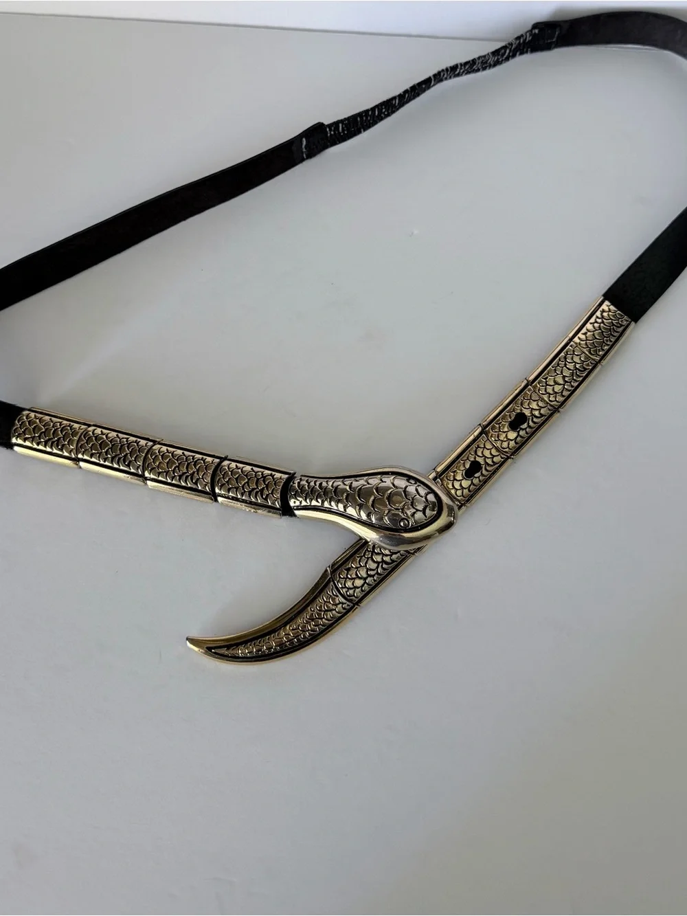 Vintage Brass and Leather adjustable belt Retro Goth